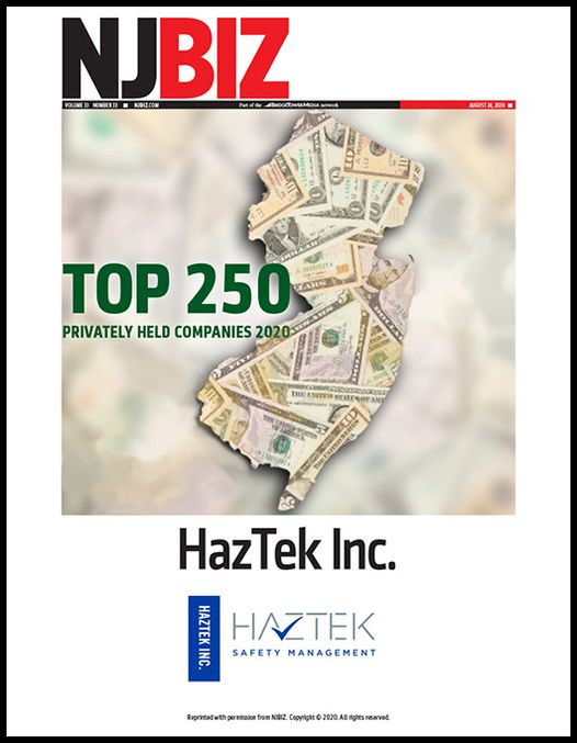 HAZTEK INC. RECEIVES FOURTH NJBIZ TOP 250 AWARD