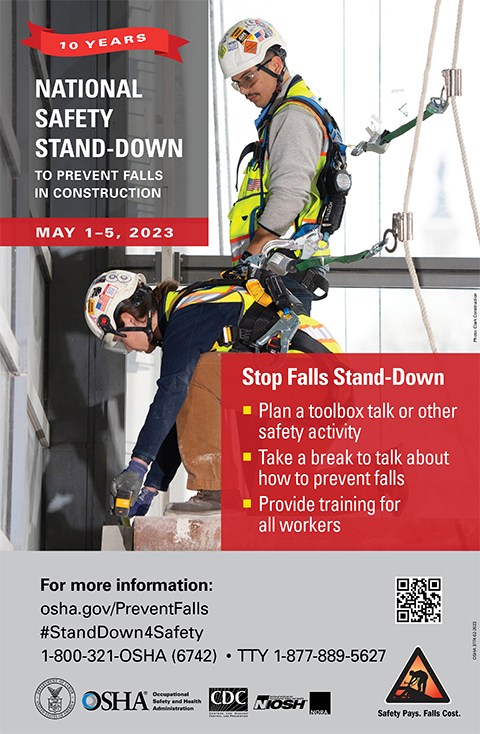 Safety stand-down to prevent falls in construction safety consulting visual