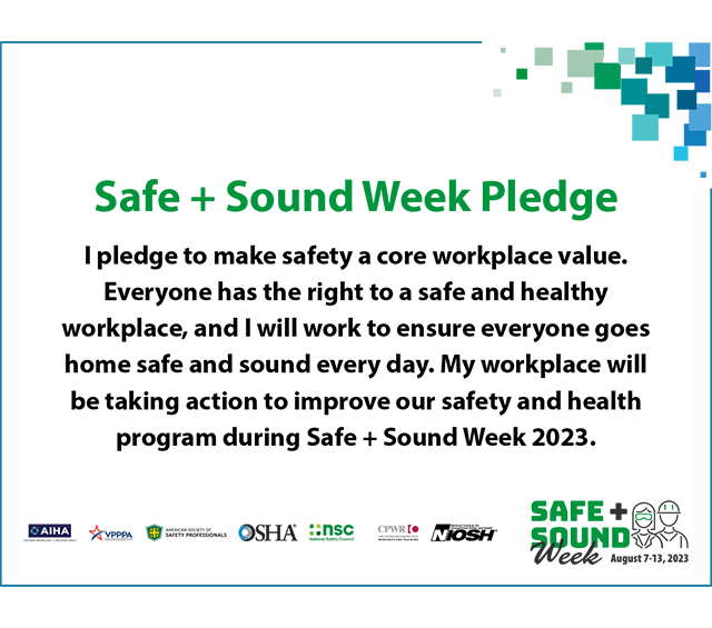 Safe + Sound Week Pledge safety consulting visual