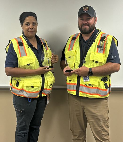 Safety professionals Deyanira Fabian and Matthew Garner picture